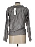 Isabella Rodriguez 100% Polyester Floral Solid Metallic Gray Long Sleeve Blouse Size L - photo 2