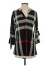 Lildy Plaid Black 3/4 Sleeve Button-Down Shirt Size S - photo 1