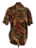 Le Caviar 100% Polyester Animal Print Brown Short Sleeve Blouse Size S - photo 2
