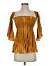 Blue Life 100% Rayon Gold Orange 3/4 Sleeve Blouse Size 0 - photo 1