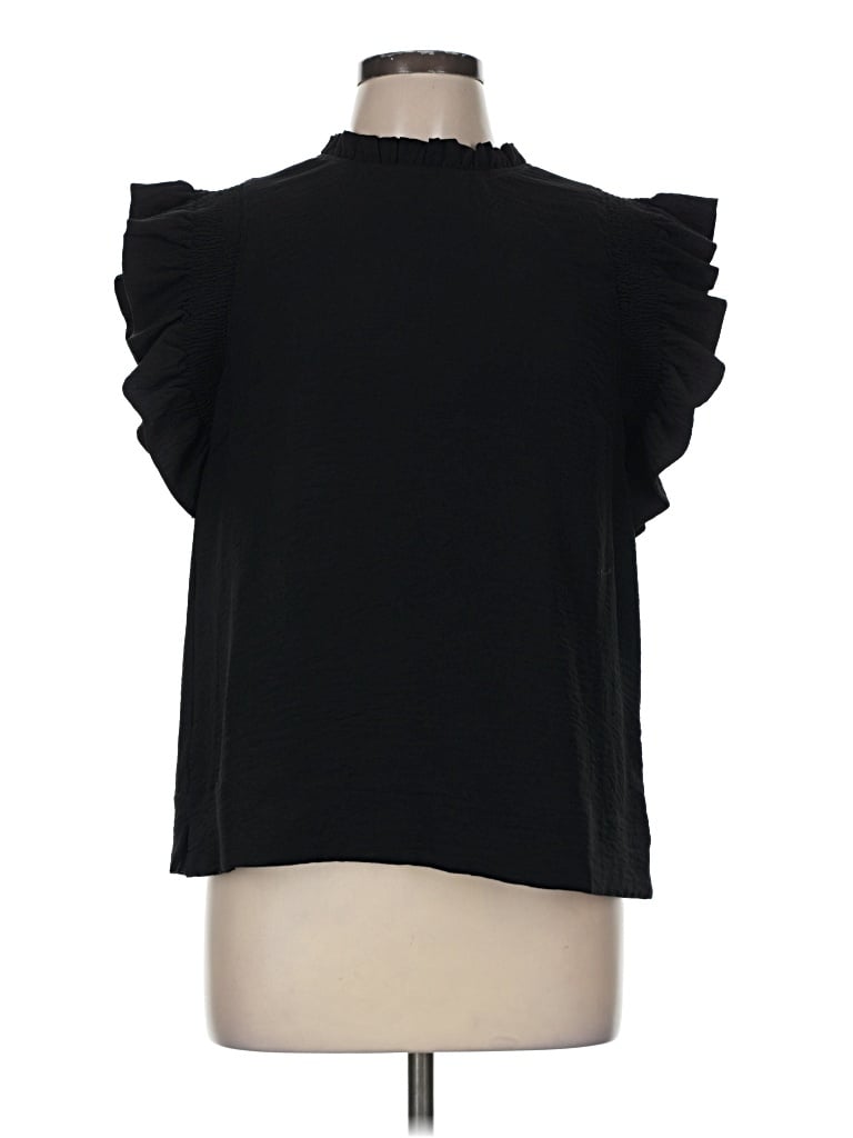 Pre-owned Jodifl Short Sleeve Top Black Ruffles Neckline Tops