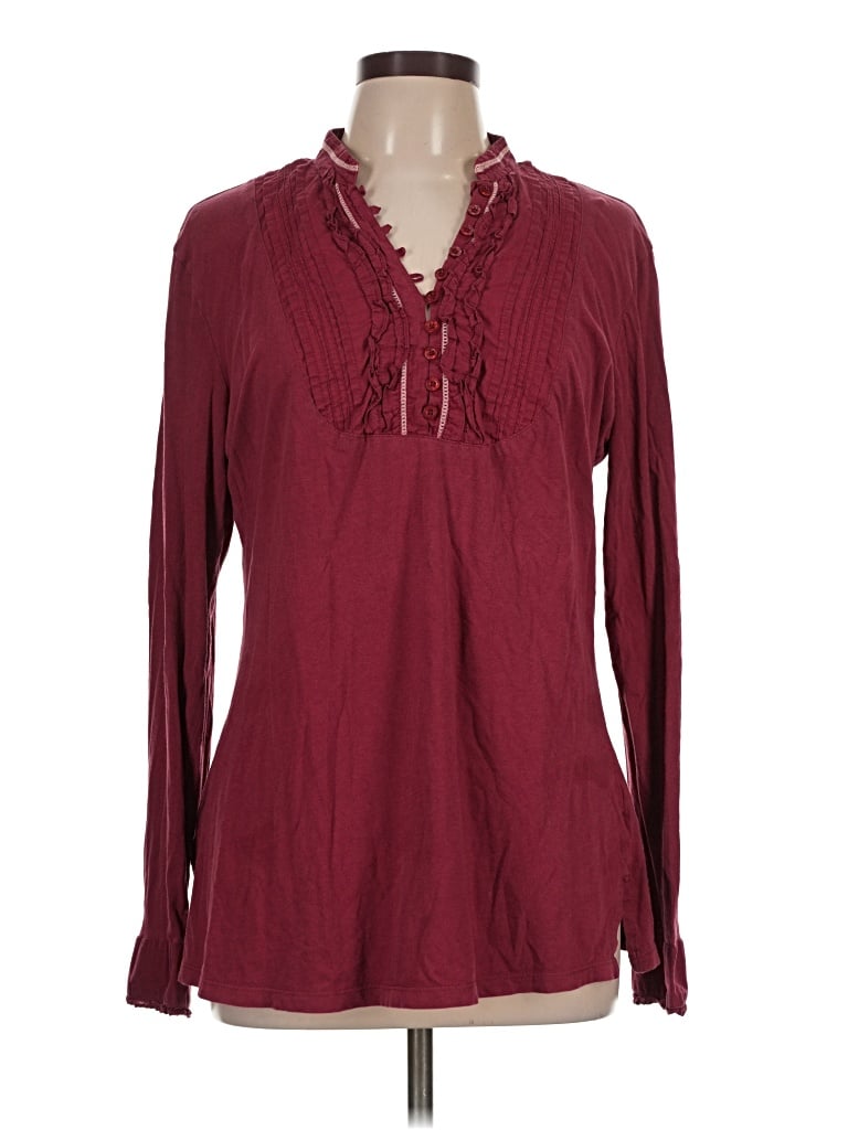 Pre-owned Ak Anne Klein Long Sleeve Blouse In Burgundy