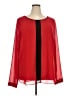 Naked Zebra 100% Polyester Color Block Red Long Sleeve Blouse Size 3X - photo 1