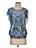 One World 100% Polyester Blue Short Sleeve Blouse Size S - photo 1