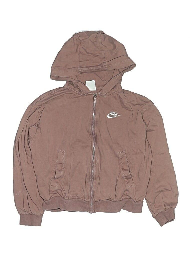 Pre-owned Nike Kids' Zip Up Hoodie In Tan