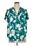 Torrid 100% Polyester Tropical Teal Short Sleeve Blouse Size 1X Plus (1) - photo 1