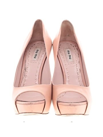 Miu Miu Leather Peep Toe Heels (view 2)