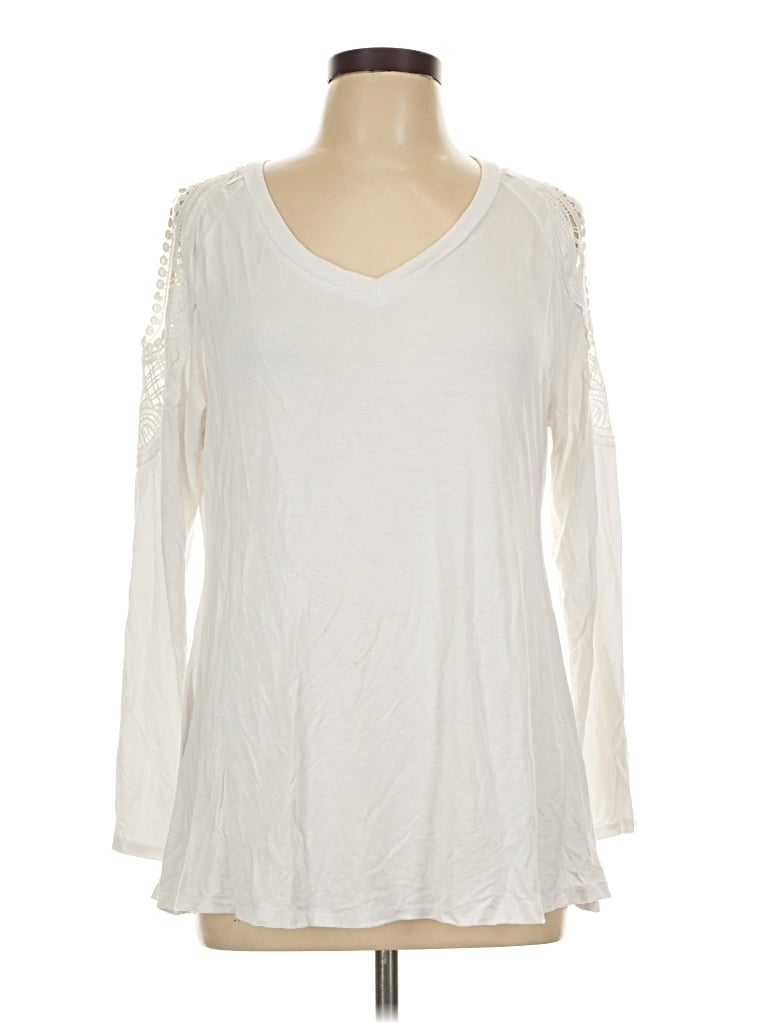 Pre-owned Peck & Peck Long Sleeve T-shirt In Ivory