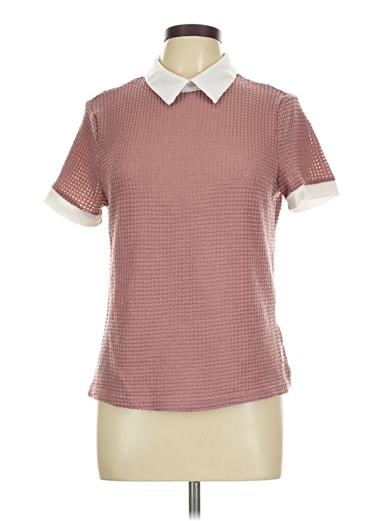 Pre-owned Shein Short Sleeve Polo Shirt In Burgundy