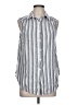 Max Studio Stripes Gray Sleeveless Button-Down Shirt Size L - photo 1