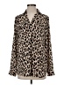 Ann Taylor 100% Polyester Animal Print Brown Long Sleeve Blouse Size S - photo 1