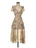 Hello Molly 100% Polyester Floral Tan Cocktail Dress Size 2 - photo 1