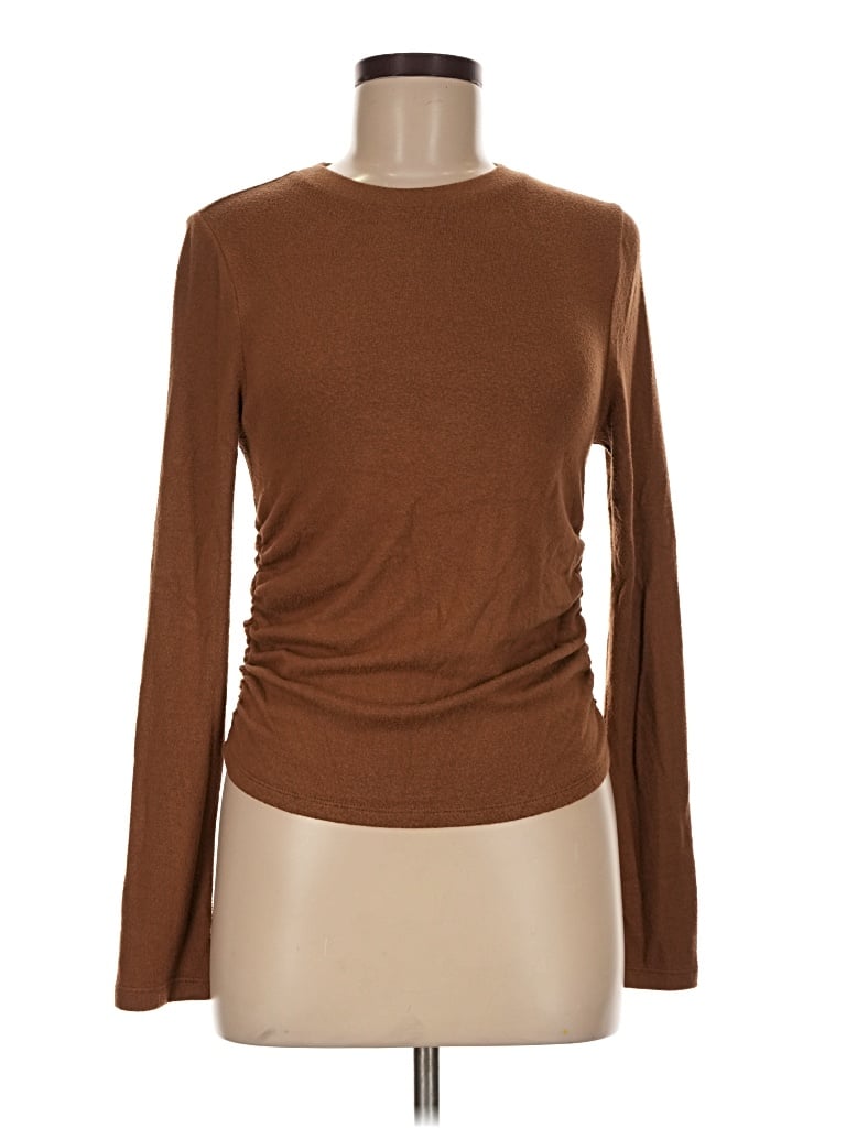 Pre-owned Madewell Long Sleeve Top Brown Boatneck Tops