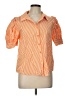 Jodifl 100% Polyester Stripes Orange Short Sleeve Blouse Size L - photo 1