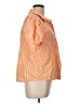 Jodifl 100% Polyester Stripes Orange Short Sleeve Blouse Size L - photo 4