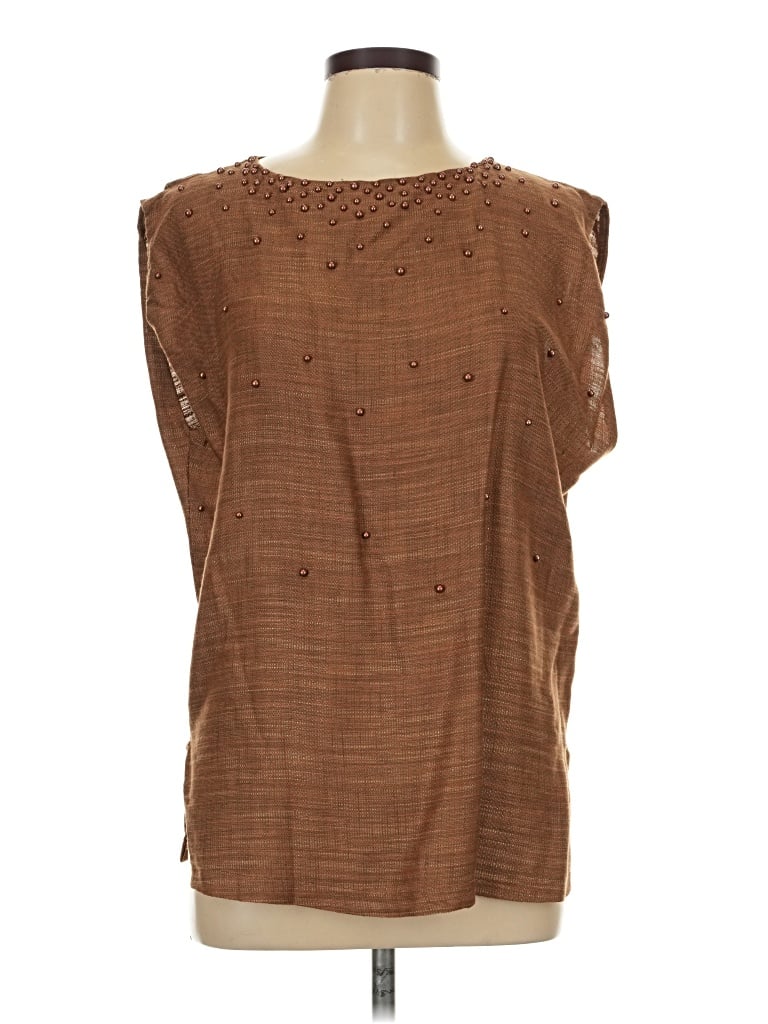Pre-owned Assorted Brands Short Sleeve Blouse In Brown
