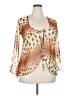 Assorted Brands Animal Print Orange 3/4 Sleeve Blouse Size 3X - photo 1