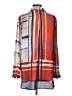Nic + Zoe 100% Polyester Stripes Red Orange Long Sleeve Blouse Size L - photo 2