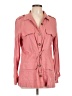 Just Fab Pink 3/4 Sleeve Button-Down Shirt Size L - photo 1