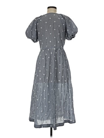 Madewell Embroidered Gingham Faux-Wrap Tie-Waist Midi Dress (view 2)