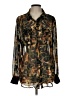 DKNY Animal Print Brown Long Sleeve Blouse Size L - photo 1
