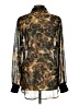 DKNY Animal Print Brown Long Sleeve Blouse Size L - photo 2