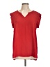 Pleione 100% Polyester Red Short Sleeve Blouse Size L - photo 1