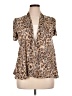 AGB Animal Print Tan Short Sleeve Blouse Size XL - photo 1