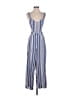 Express 100% Rayon Stripes Blue Jumpsuit Size XS - photo 1