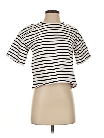 Madewell Everyday Boxy Crop Tee in Stripe (view 1)