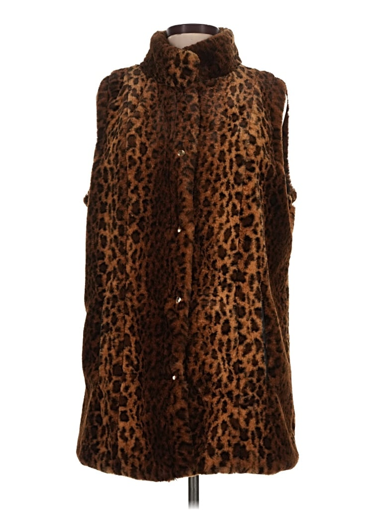 Pre-owned Gallery Faux Fur Vest In Brown