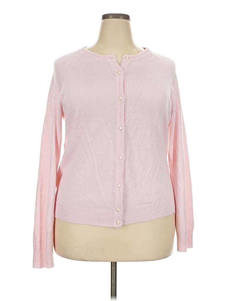 Pre-owned Karen Scott Cardigan Sweater In Pink