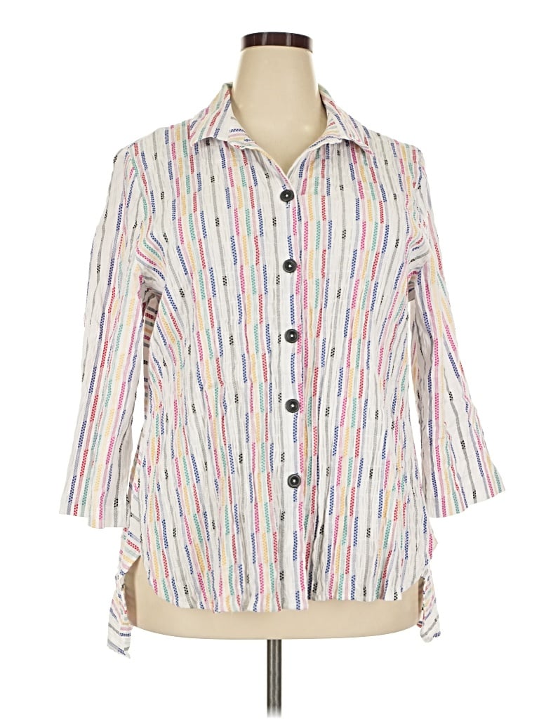 Pre-owned Habitat 3/4 Sleeve Button Down Shirt In Ivory