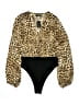 LBD by Design 100% Polyester Animal Print Gold Long Sleeve Blouse Size L - photo 1