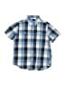 Gap Kids 100% Cotton Checkered-gingham Blue Short Sleeve Button-Down Shirt Size 6 - 7 - photo 1