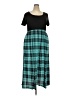 Nemidor 100% Polyester Plaid Teal Casual Dress Size 20 - photo 1