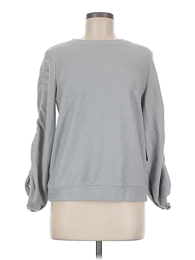 Pre-owned Simply Vera Vera Wang Long Sleeve Top Gray Boatneck Tops