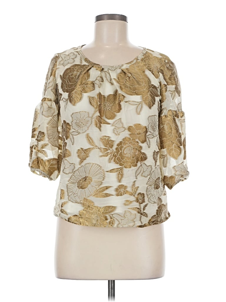 Pre-owned Talbots 3/4 Sleeve Blouse In Gold