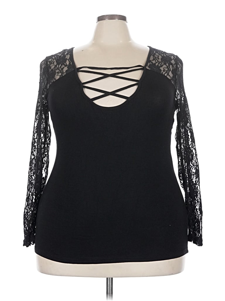 Pre-owned Zaful Long Sleeve Top Black Sweetheart Neckline Tops