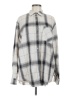 La Miel Plaid Silver Long Sleeve Button-Down Shirt Size M - photo 1
