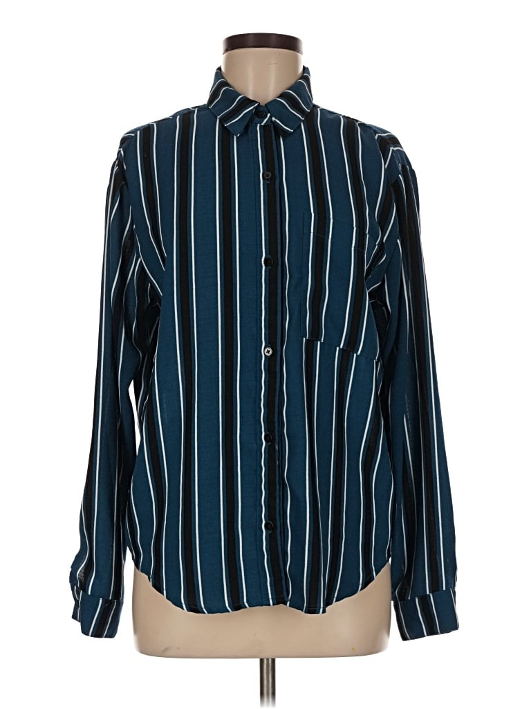Pre-owned Wild Fable Long Sleeve Blouse In Blue