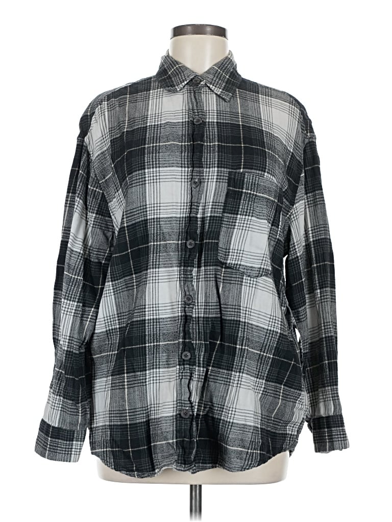 Pre-owned Wild Fable Long Sleeve Button Down Shirt In Gray