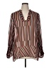 CAbi 100% Polyester Stripes Brown Long Sleeve Blouse Size XL - photo 1