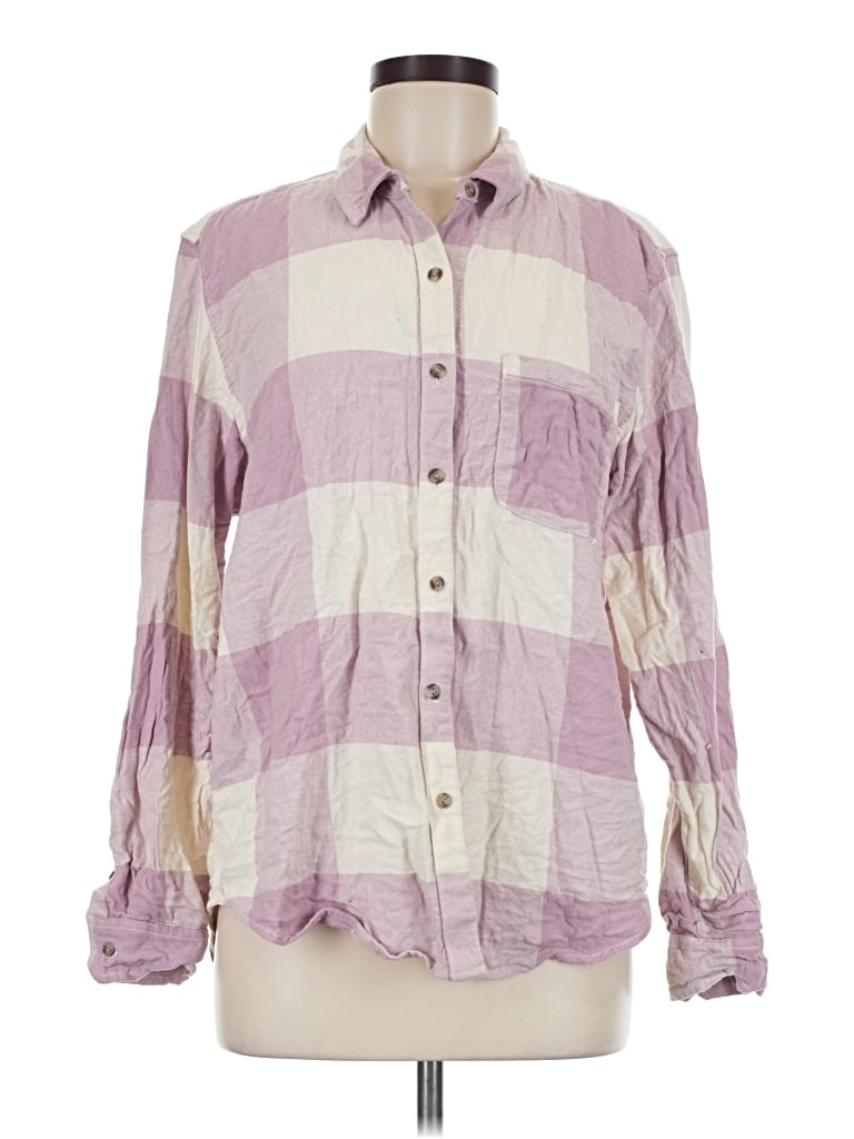 Pre-owned Universal Thread Long Sleeve Button Down Shirt In Purple