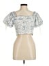 LoveShackFancy 100% Viscose Blue Short Sleeve Blouse Size 8 - photo 1