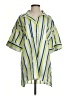 By Anthropologie Stripes Green Short Sleeve Button-Down Shirt Size S - photo 1