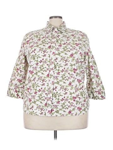 Karen Scott Sport 3/4 Sleeve Button-Down Shirt (view 1)
