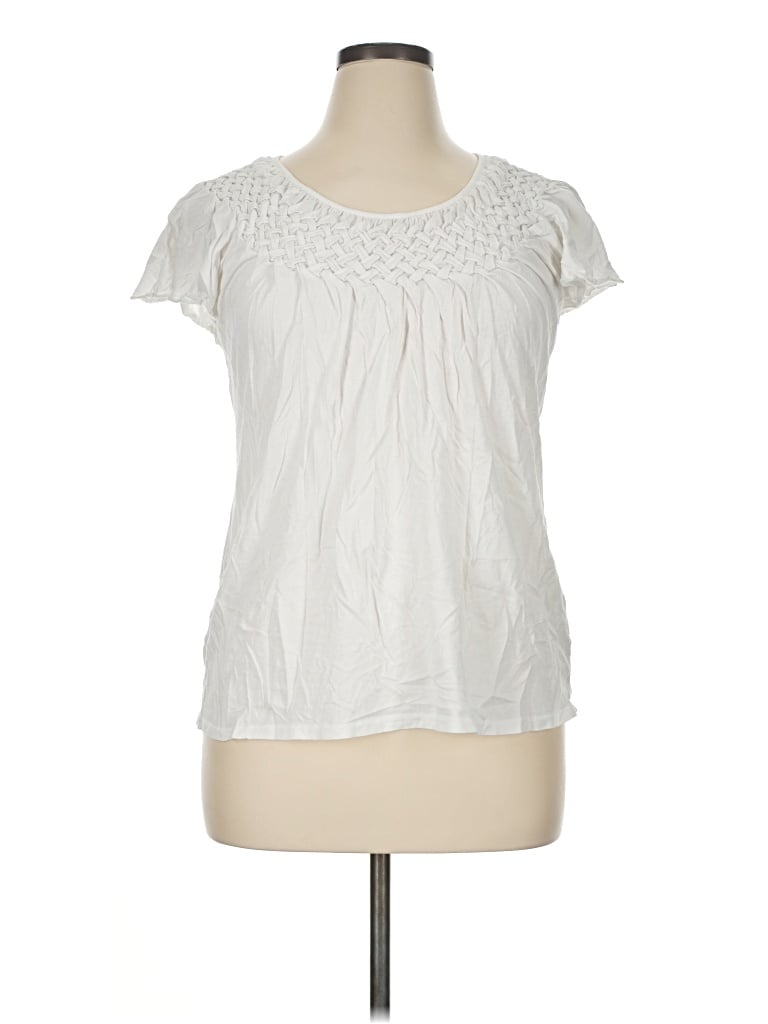Pre-owned Style & Co Short Sleeve Top Ivory Keyhole Neckline Tops