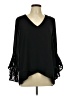 CeCe 100% Polyester Black 3/4 Sleeve Blouse Size L - photo 1