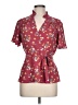 Monteau Floral Burgundy Short Sleeve Blouse Size L - photo 1